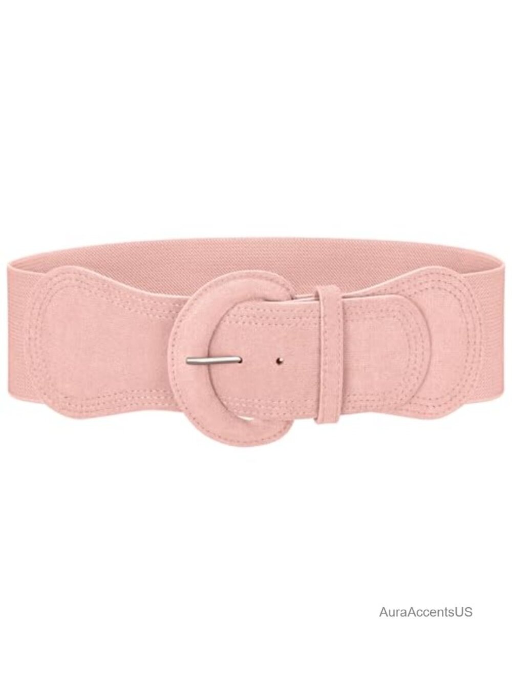 Womens Wide Stretchy Waist Belt Faux Suede Elastic Vintage Chunky Buckle